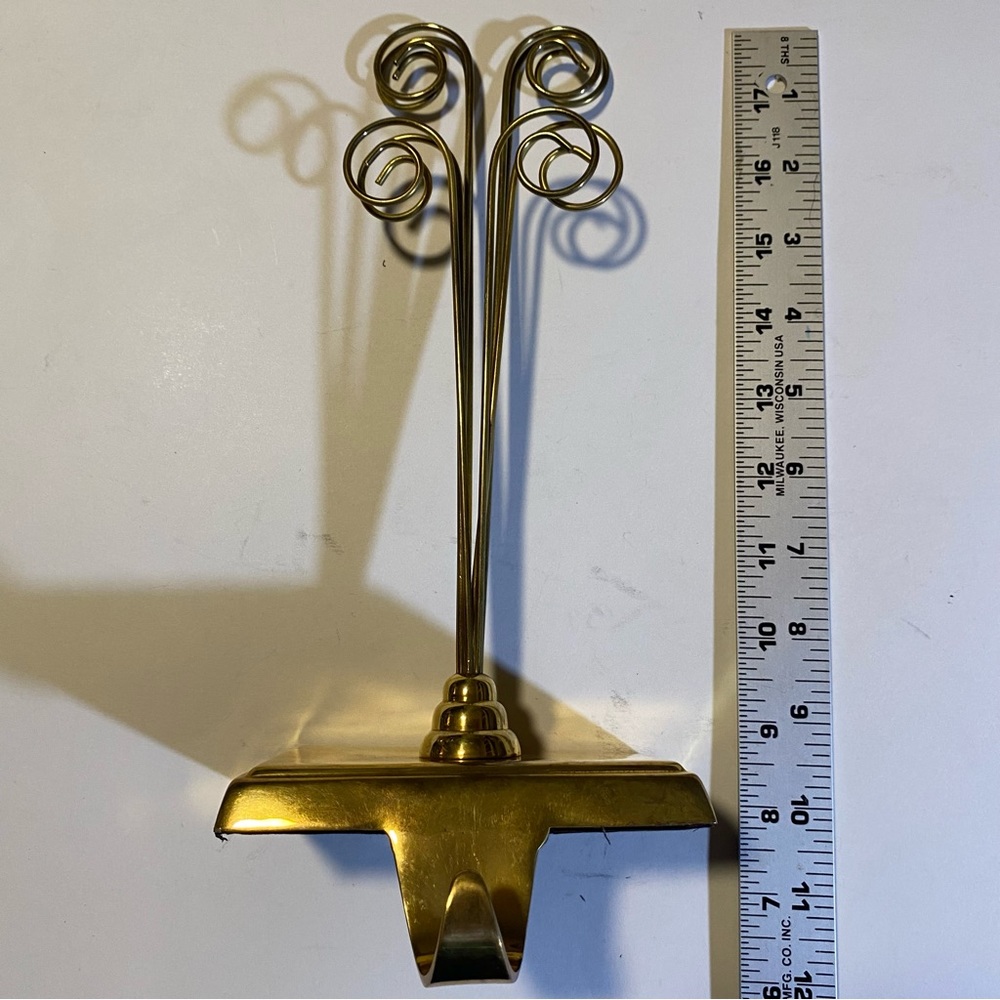 Pottery Barn stocking holder/photo holder GUC brass base pics for measurements